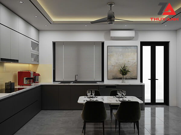 Tủ bếp gỗ plywood phủ Metallic