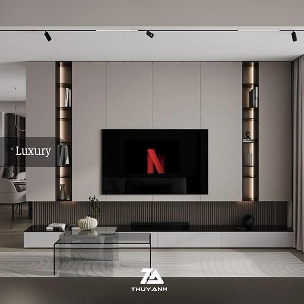 Nội thất phòng khách chất liệu gỗ PETG