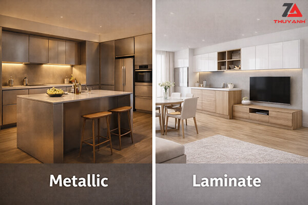 So sánh Metallic và Laminate trong nội thất gia đình