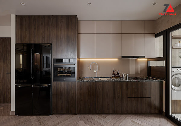 Tủ bếp gỗ melamine plywood chữ i