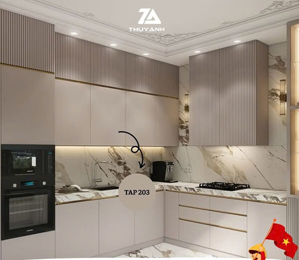 Mẫu tủ bếp gỗ PETG màu 203