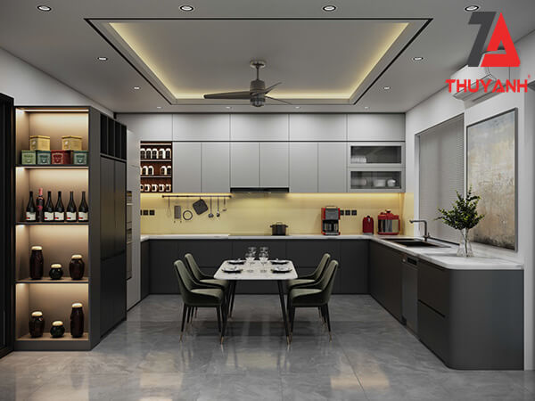 Tủ bếp cánh gỗ Metallic thiết kế đẹp